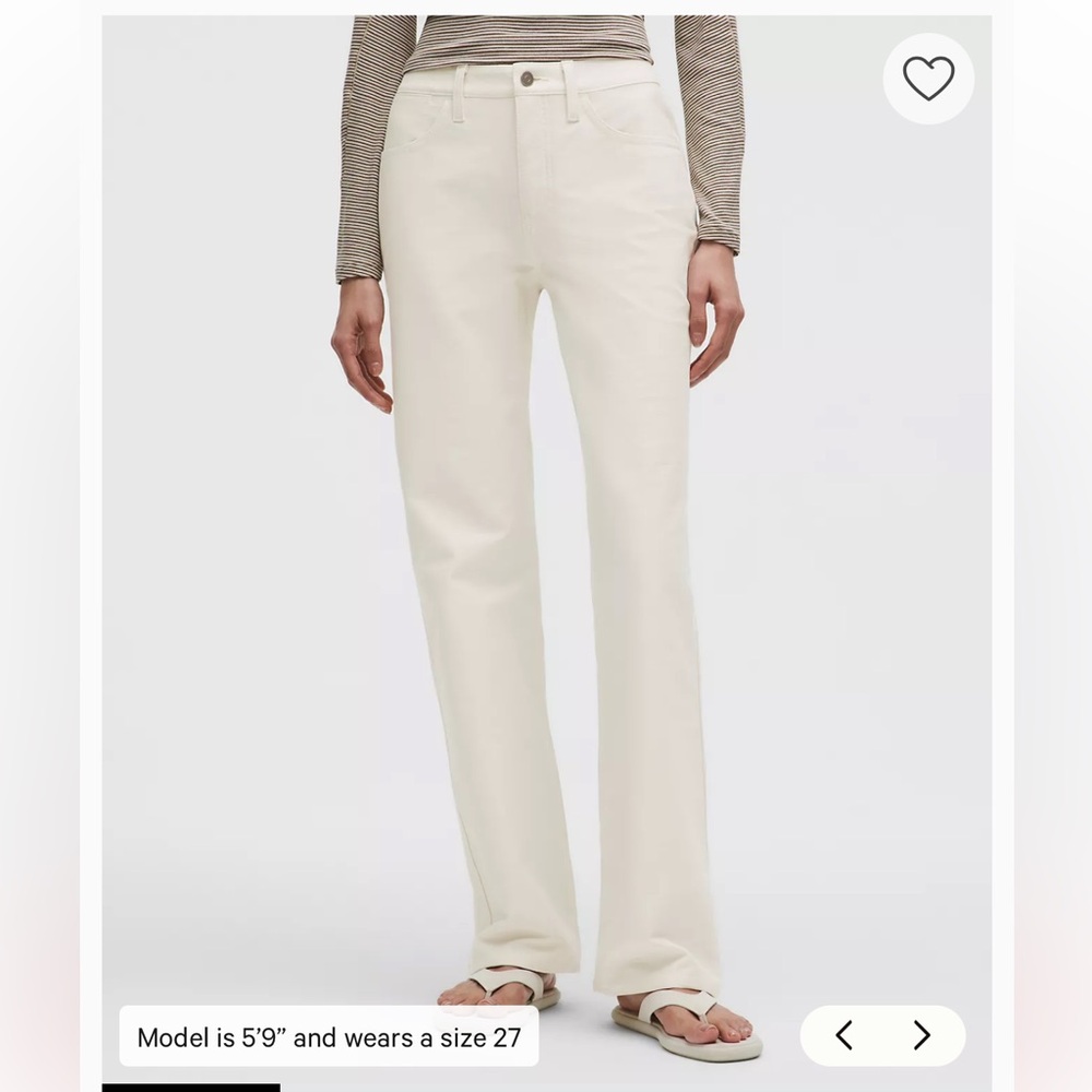 Lululemon EasyFive Mid-Rise Relaxed Straight Pants size 28 Regular light ivory